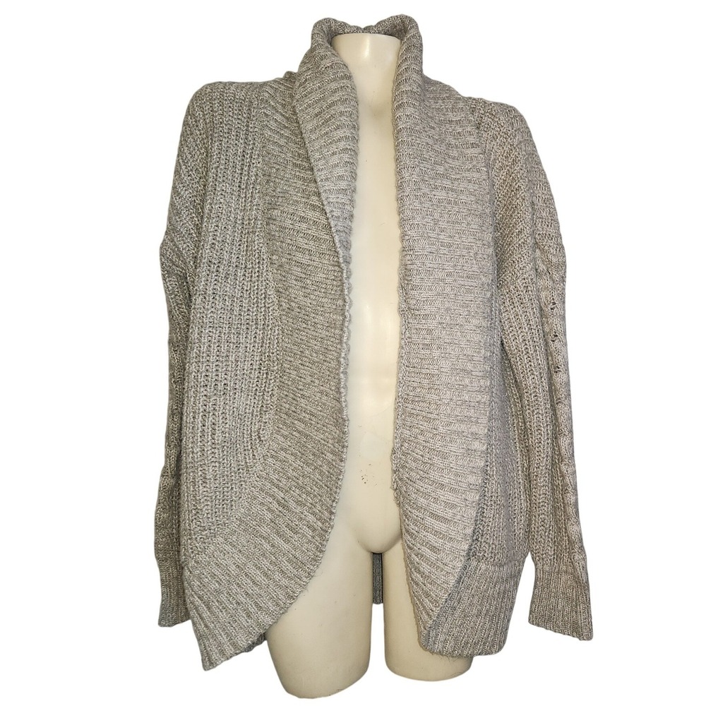 Mossimo Supply Co XXL Grey Marled Chunky Knit Shawl Collar Open Front Cardigan
